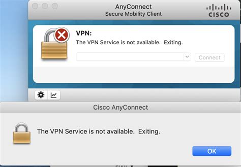the vpn service is not available. exiting mac